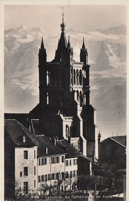 Lausanne La Cathedrale Et Les Alpes