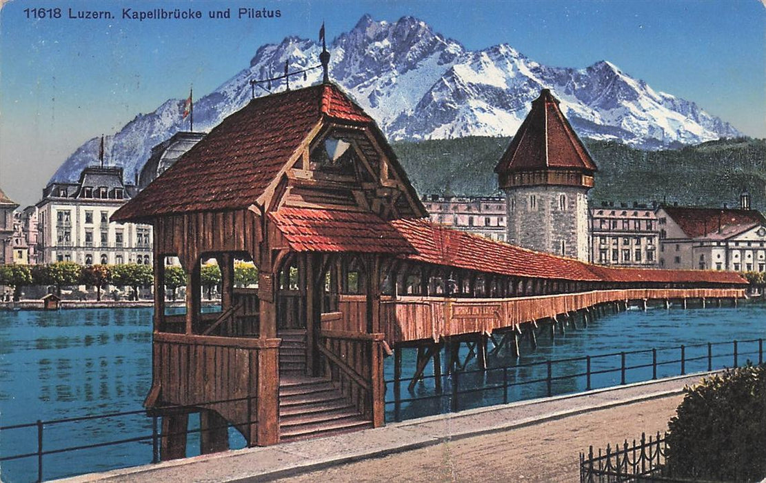 Luzern Kapellbrücke Und Pilatus