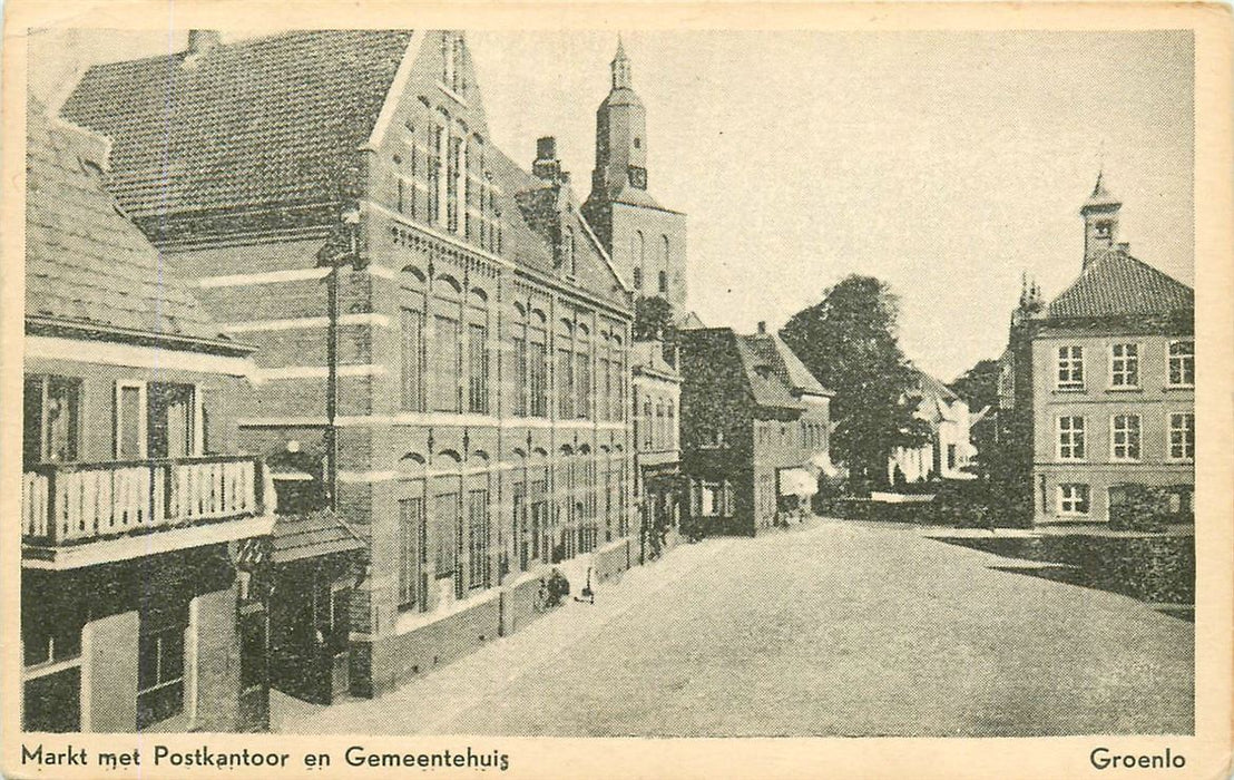 Groenlo Markt Postkantoor Gemeentehuis