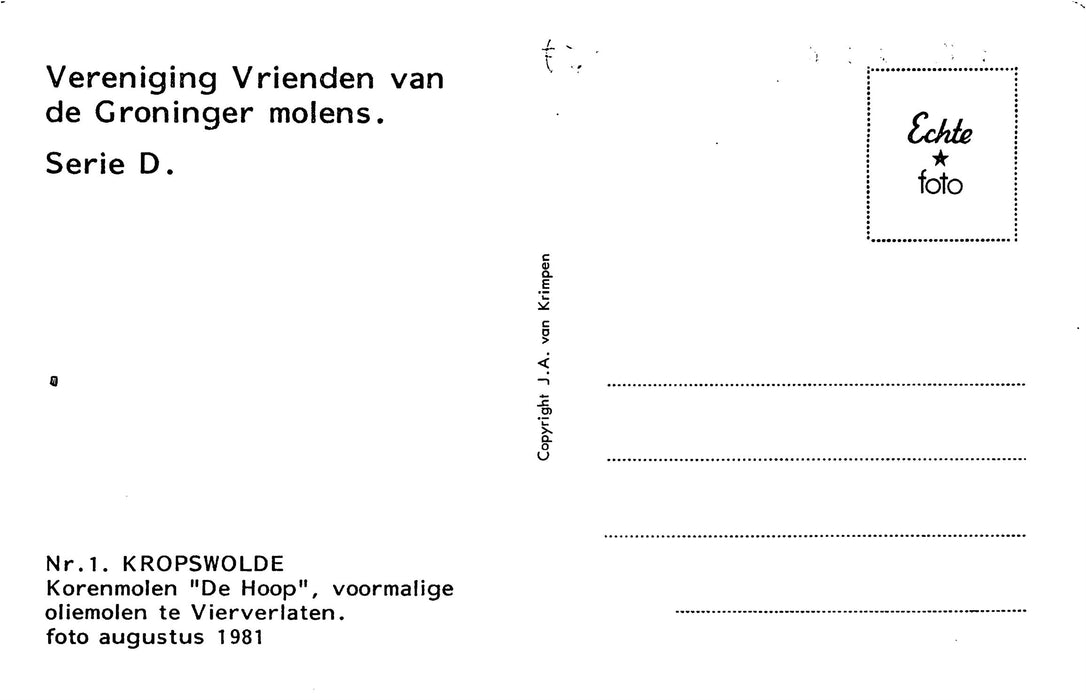 Kropswolde Korenmolen De Hoop