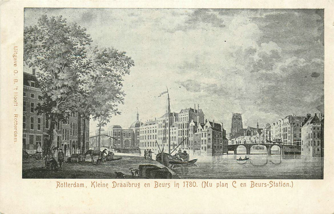 Rotterdam Kleine Draaibrug en Beurs in 1780