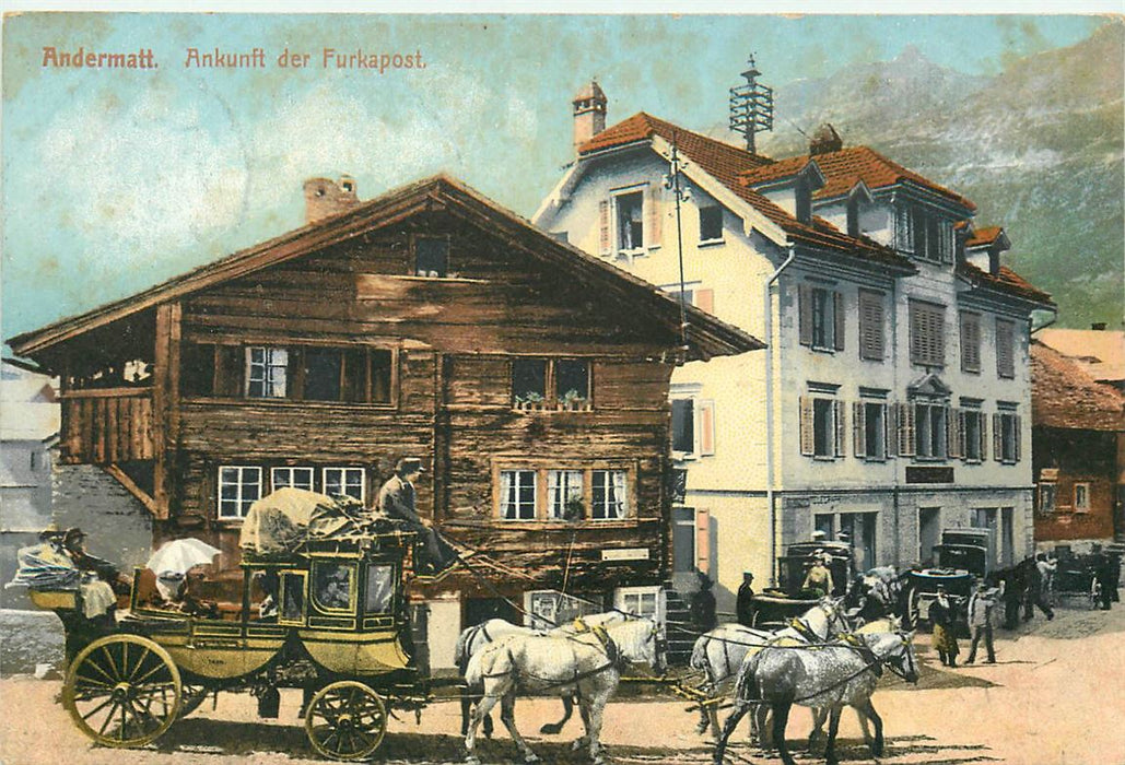 Andermatt Ankunft der Furkapost