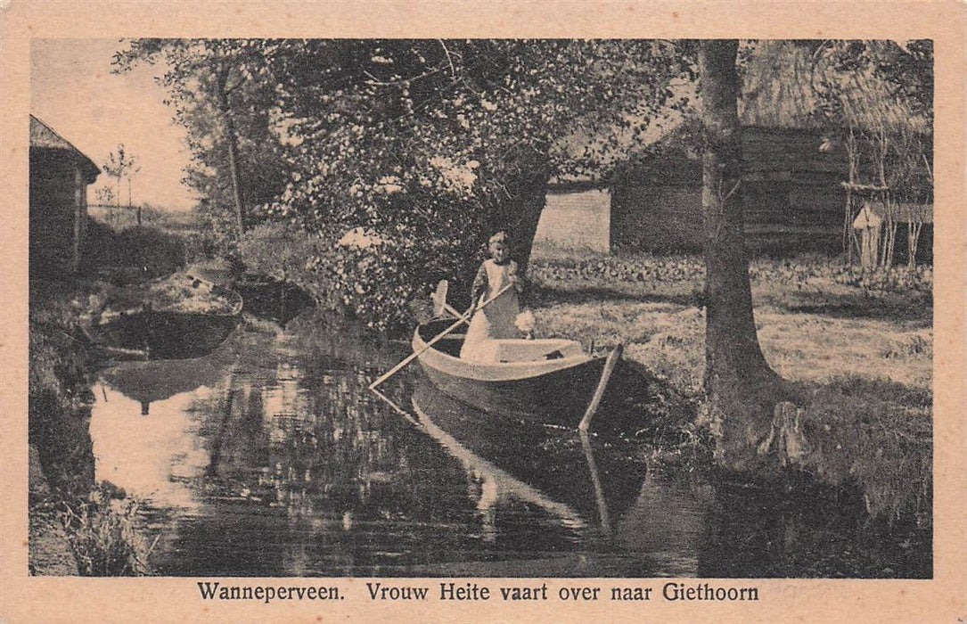 Wanneperveen Vrouw Heite Vaart Over Naar Giethoorn