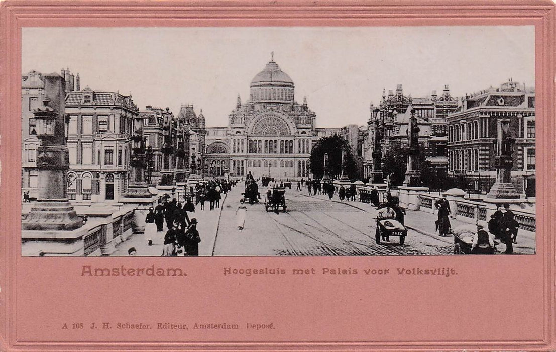 Amsterdam Hoogesluis Met Paleis Voor Volksvlijt