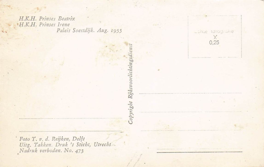 H.K.H Prinses Beatrix H.K.H Prinses Irene Paleis Soestdijk Aug 1955