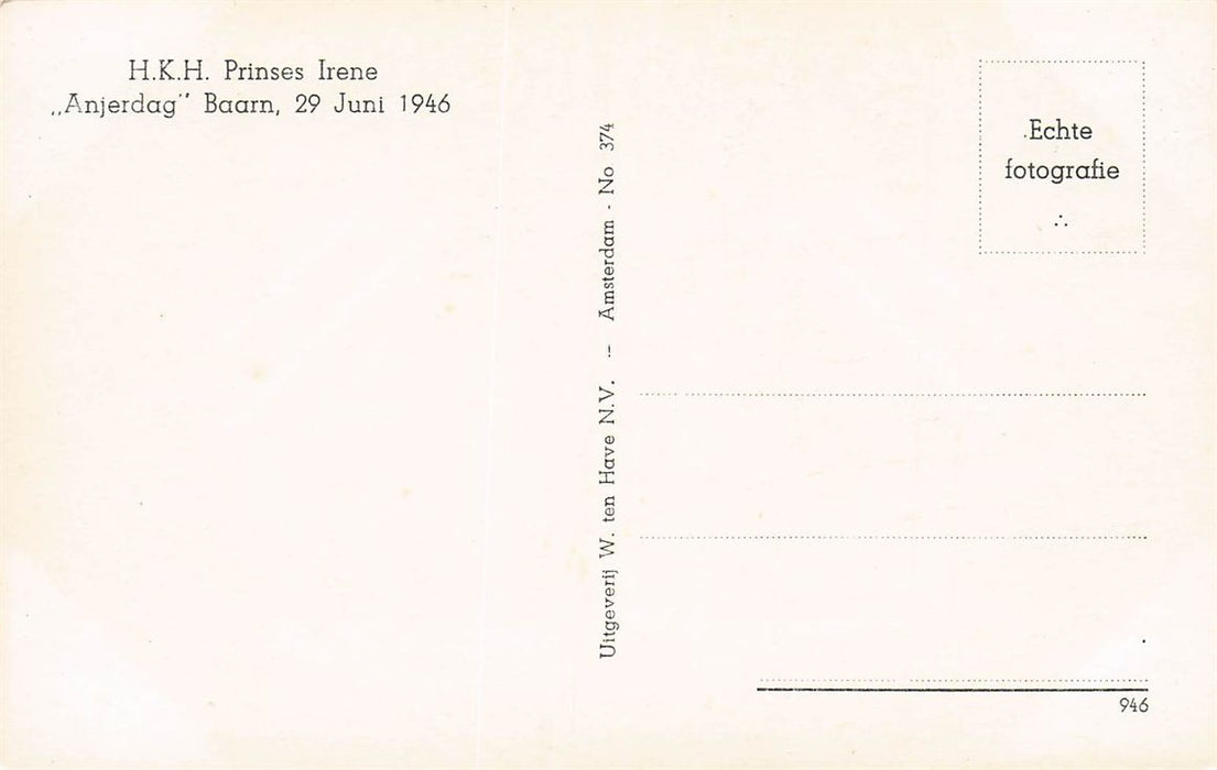 Prinses Irene Anjerdag Baarn 29 Juni 1946