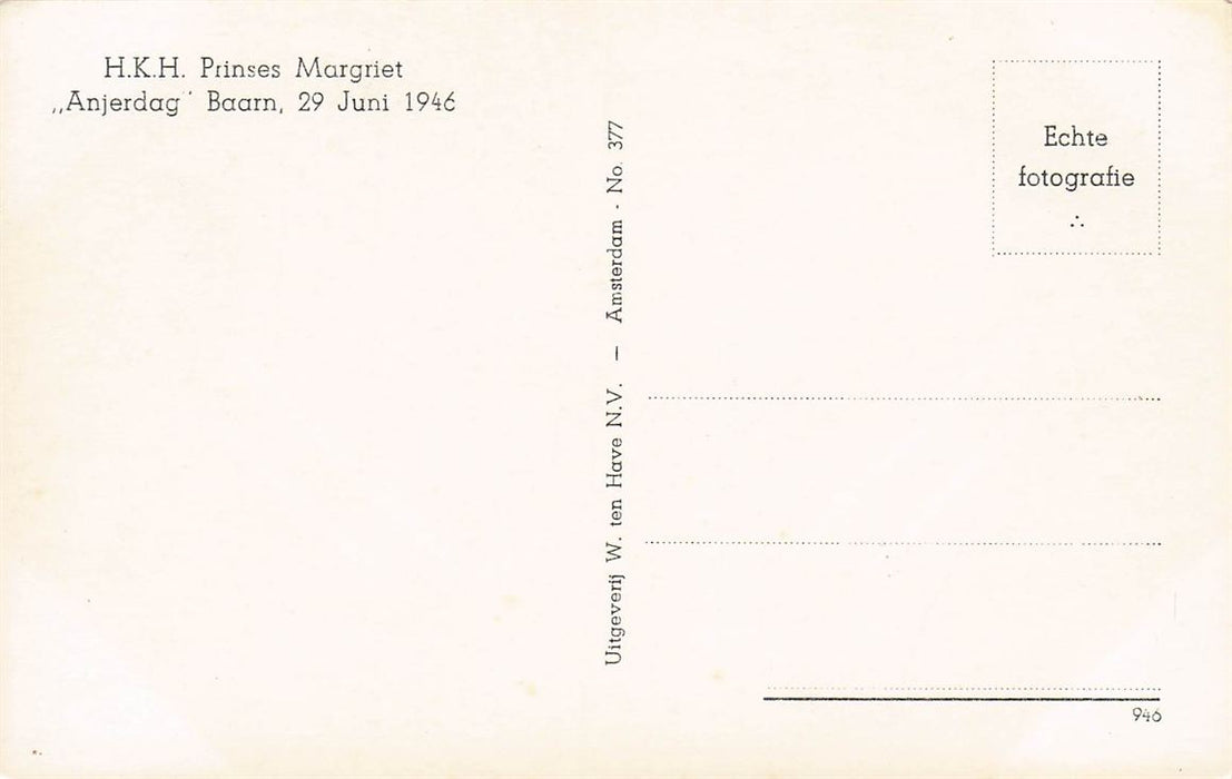 Prinses Margriet Anjerdag Baarn 29 Juni 1946