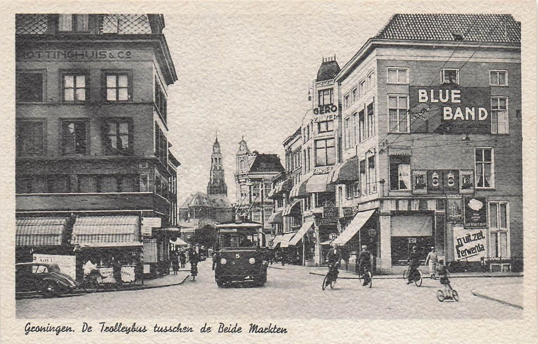 Groningen De Trolleybus Tusschen De Beide Markten
