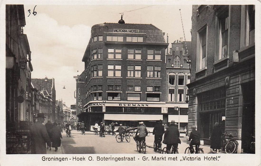 Groningen Hoek O Boteringestraat Gr Markt Met Victoria Hotel