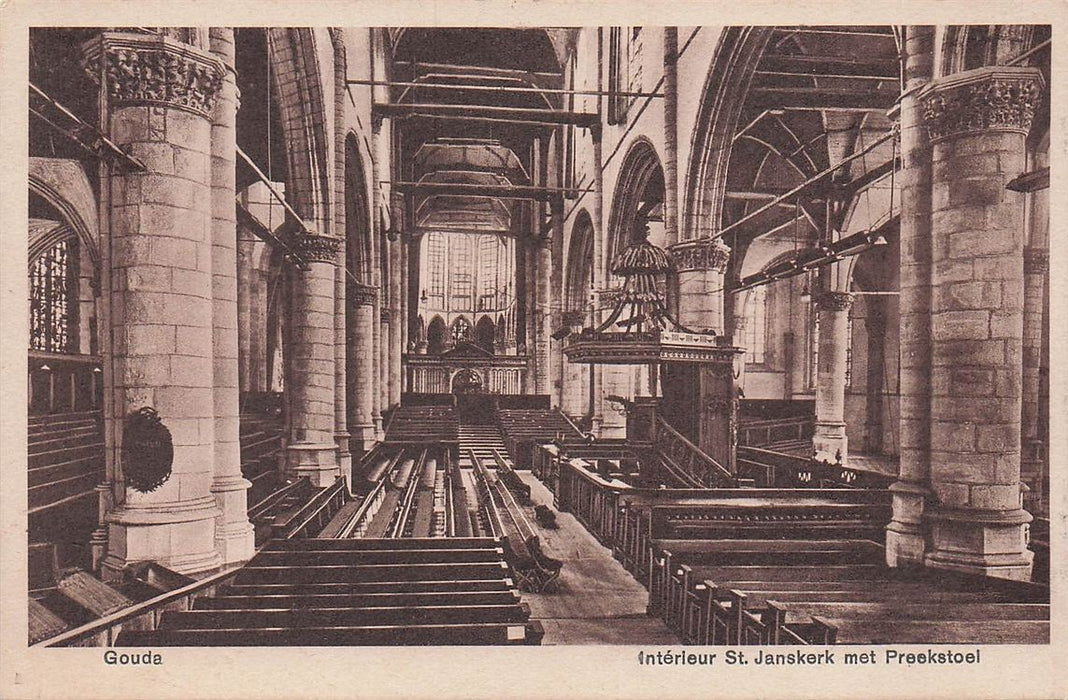 Gouda Interieur St Janskerk Met Preekstoel