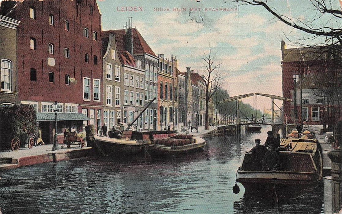 Leiden Oude Rijn Met Spaarbank