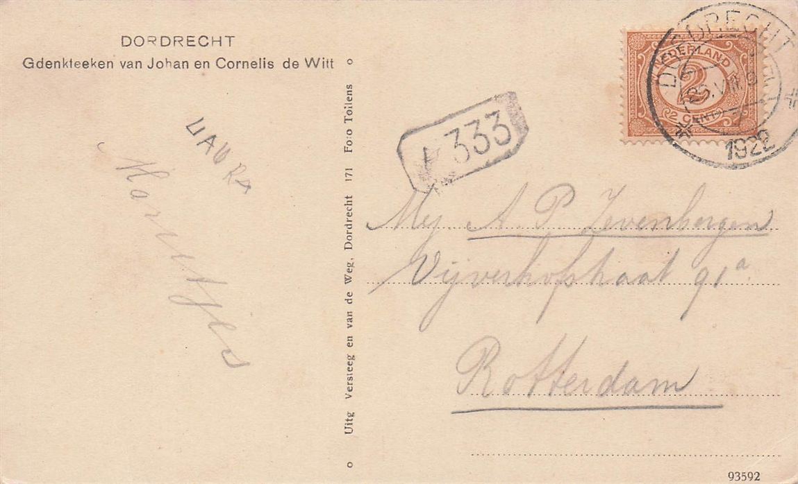 Dordrecht Gedenkteeken Van Johan En Cornelis De Witt