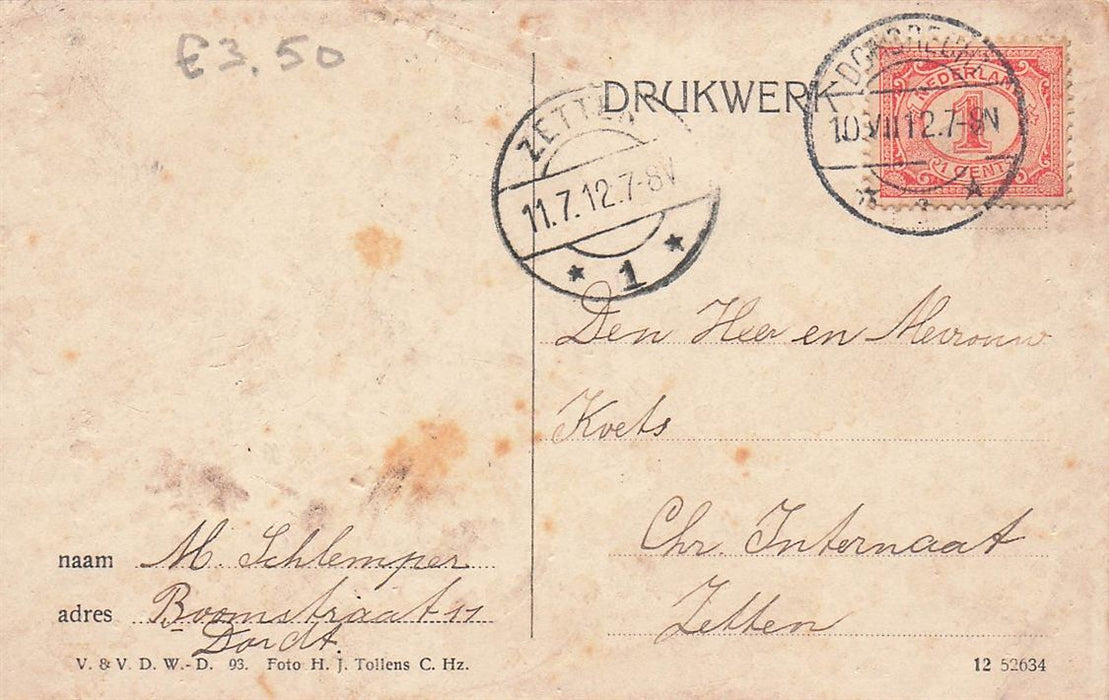 Dordrecht Gezicht Op Zwijndrecht Van De Groote Kerk Af Gezien