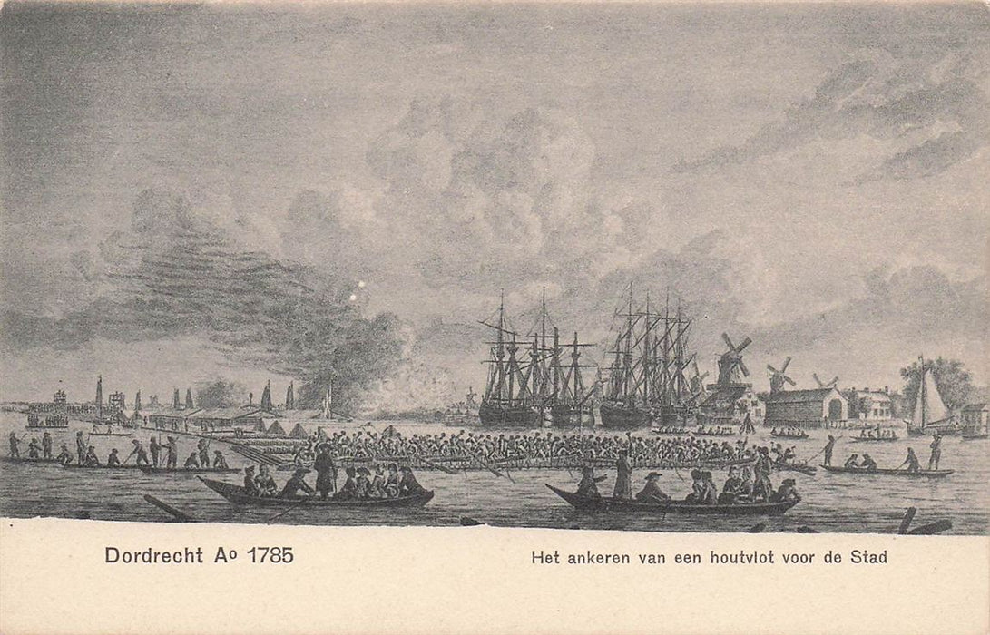 Dordrecht Het Ankeren Van Een Houtvlot Voor De Stad