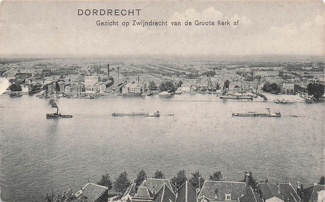 Dordrecht Gezicht Op Zwijndrecht Van De Groote Kerk