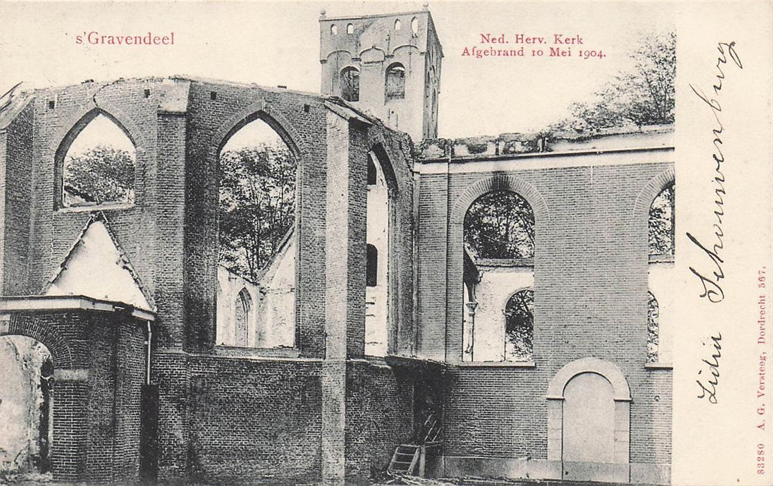 S'Gravendeel Ned Herv Kerk Afgebrand 10 Mei 1904