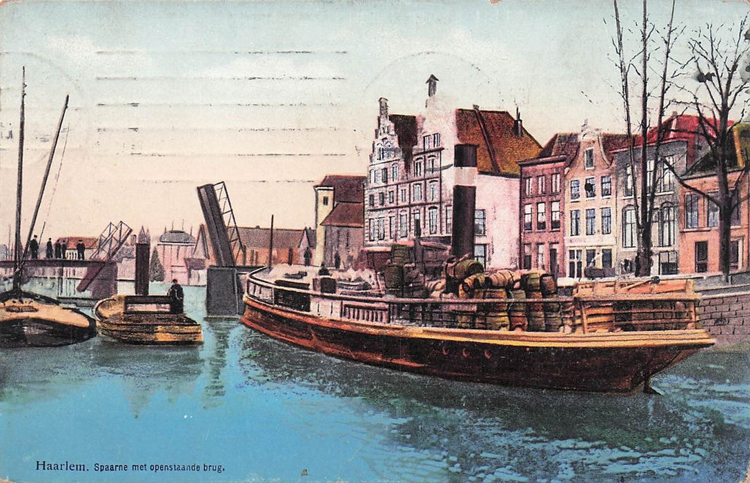 Haarlem Spaarne Met Openstaande Brug.