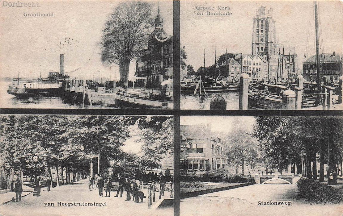 Dordrecht Groothoofd Groote Kerk En Bomkade Van Hoogstratensingel Stationsweg