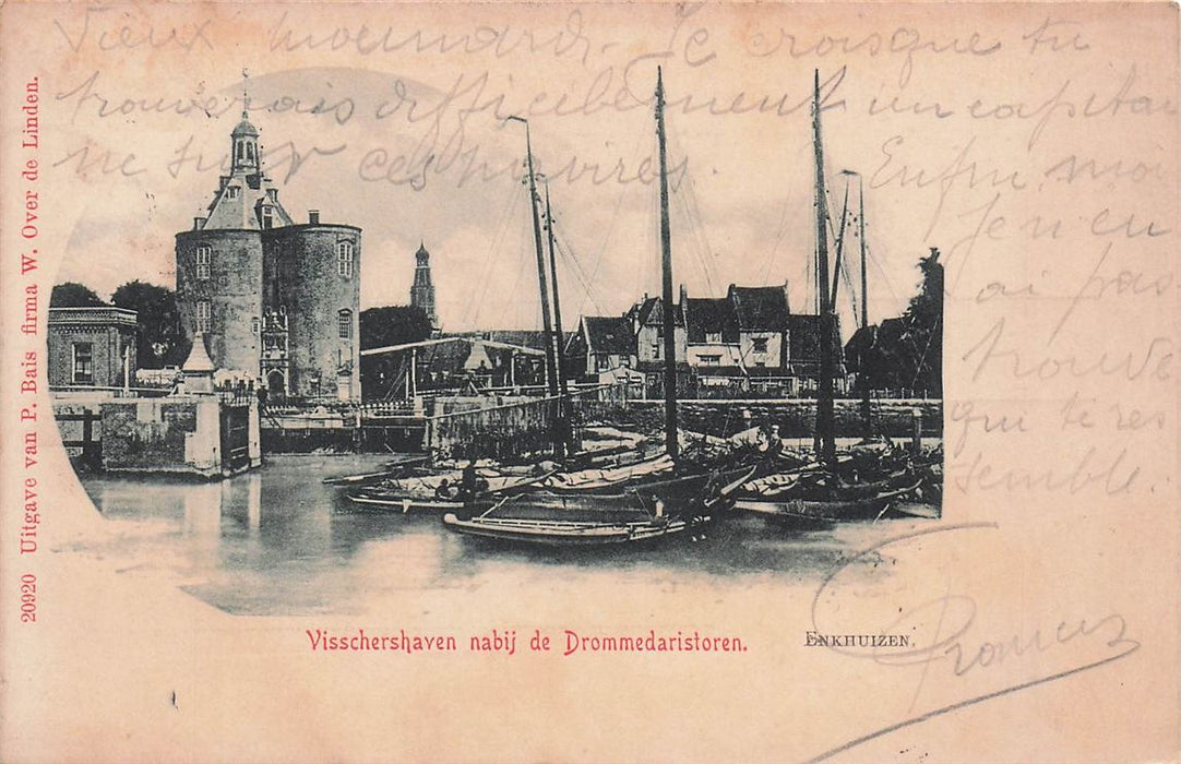 Enkhuizen Vissershaven Nabij De Drommedaristoren
