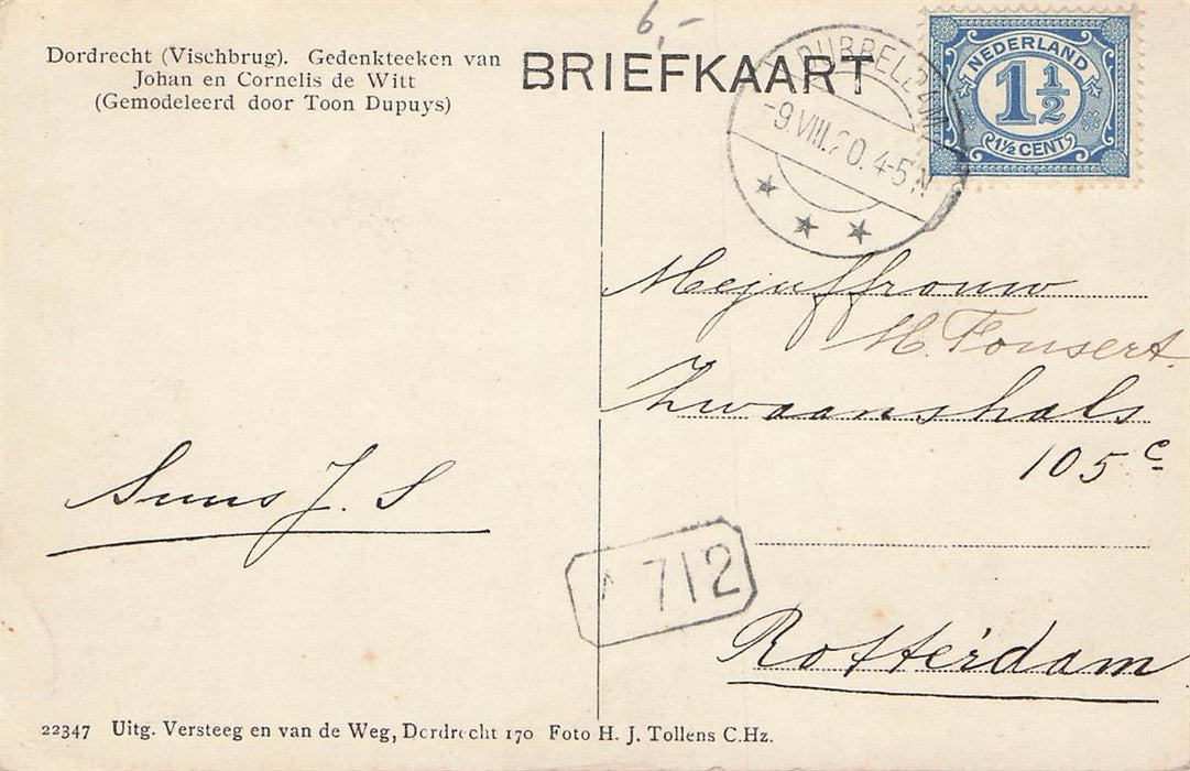 Dordrecht (Vischbrug) Gedenkteeken De Witt