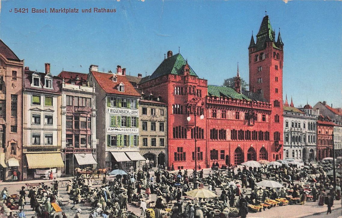 Basel Marktplatz Und Rathaus
