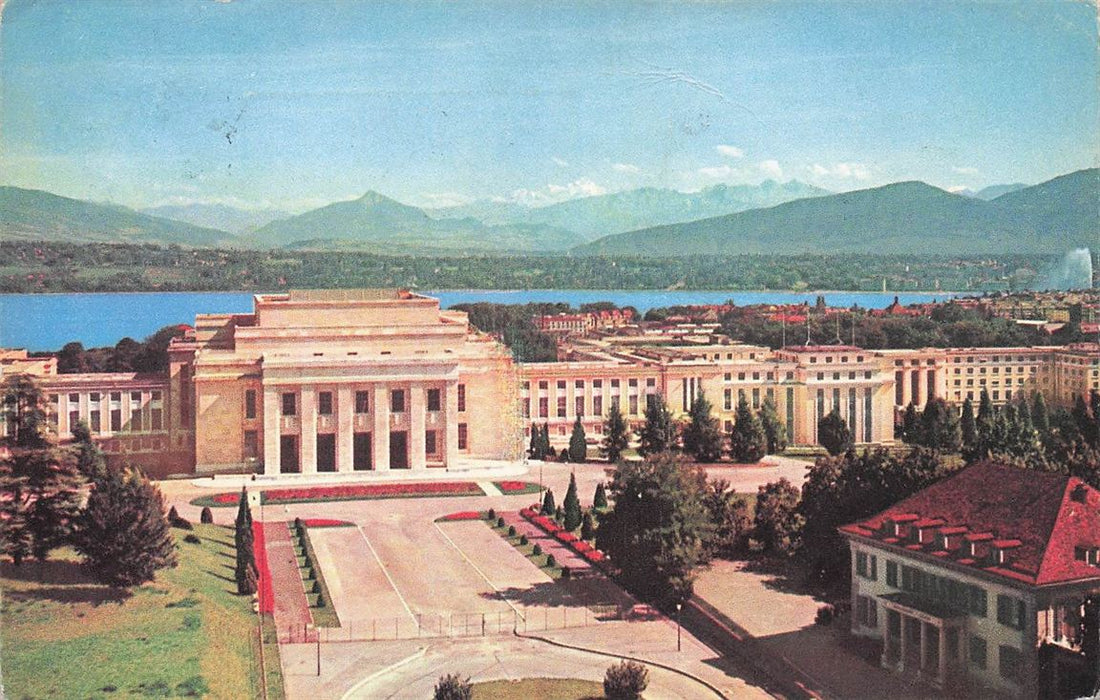 Geneve Palais De L'O.N.U Le Lac Et Le Mont-Blanc