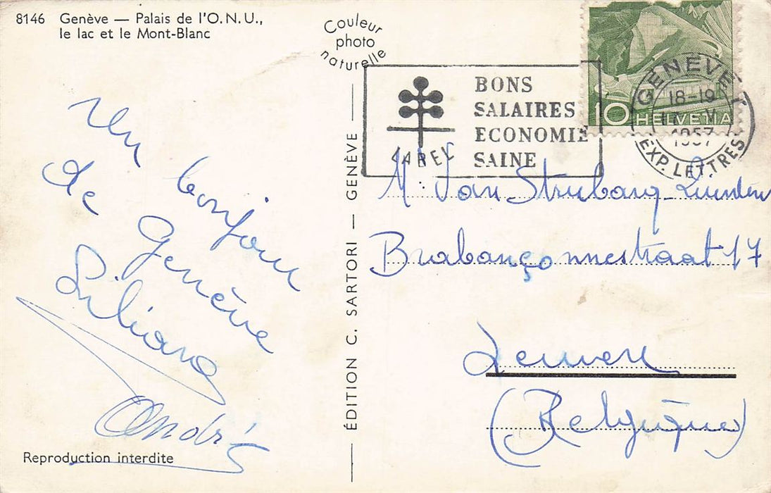 Geneve Palais De L'O.N.U Le Lac Et Le Mont-Blanc