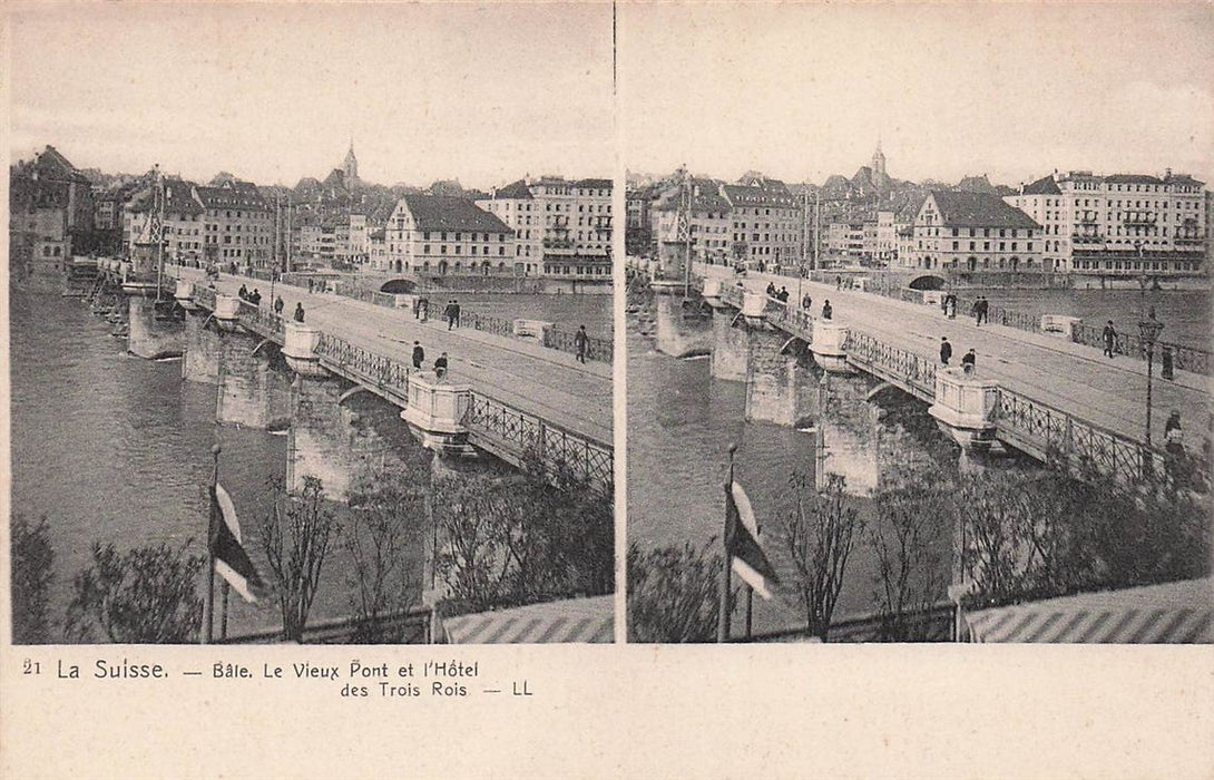 La Suisse Bale Le Vieux Pont Et L'Hotel Des Trois Rois