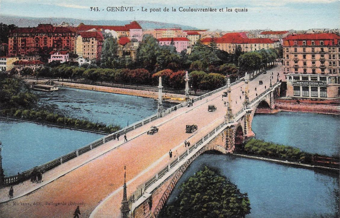 Geneve Le Pont De La Coulouvreniere Et Les Quais