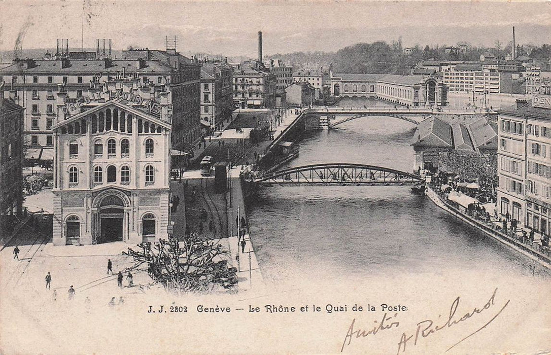 Geneve Le Rhone Et Le Quai De La Poste