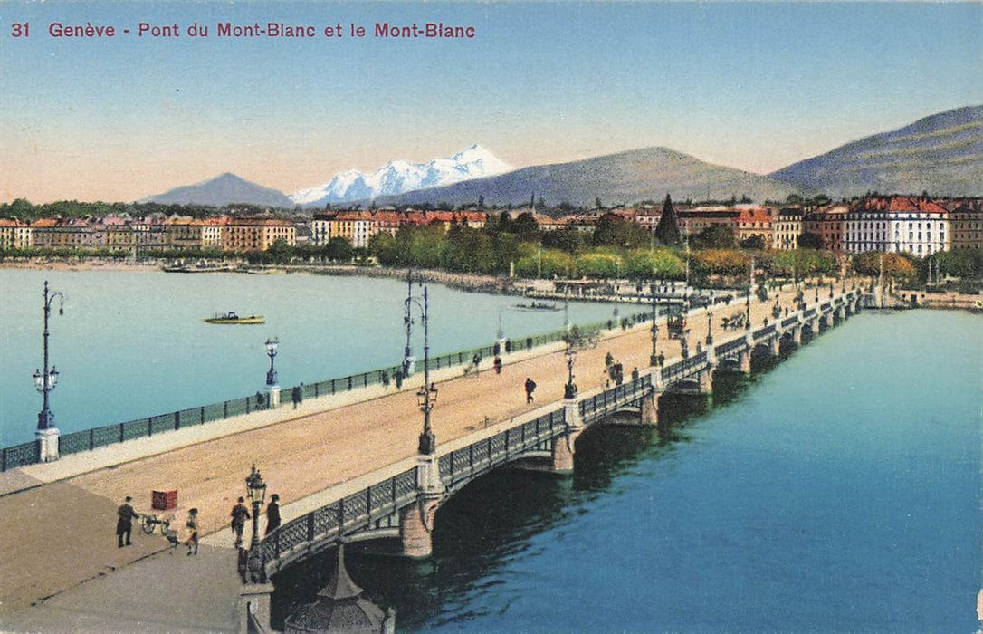 Geneve Pont Du Mont-Blanc Et Le Mont-Blanc