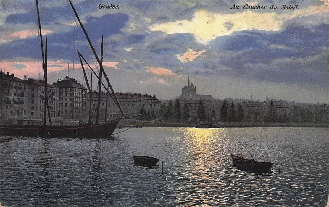 Geneve Au Coucher Du Soleil.