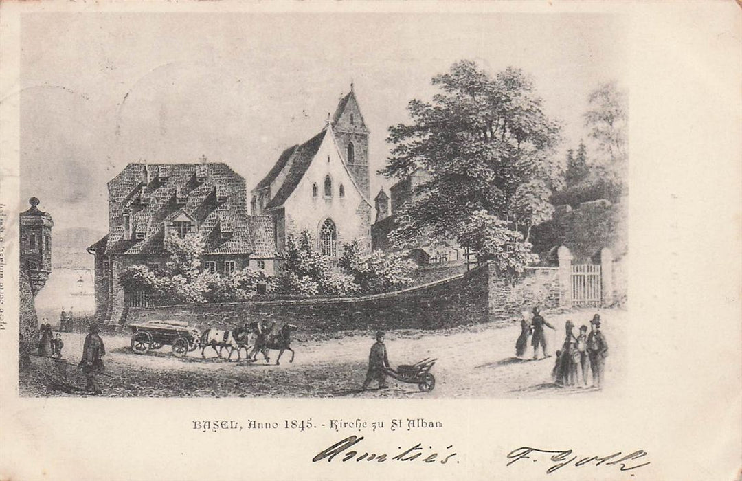 Basel Anno 1845 Kirche Zu St Alban