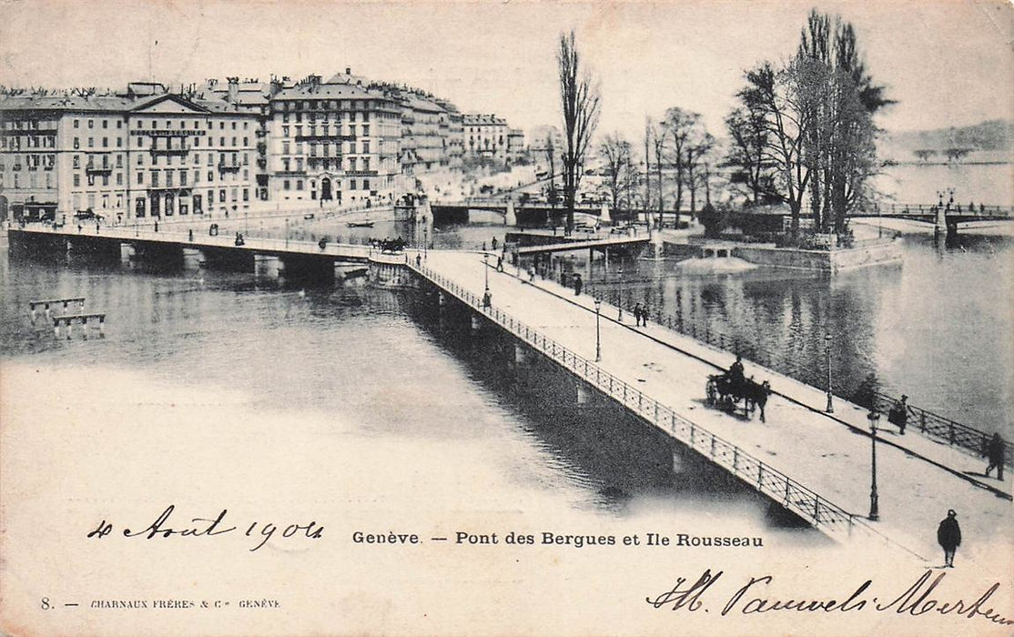 Geneve Pont Des Bergues Et Ile Rousseau