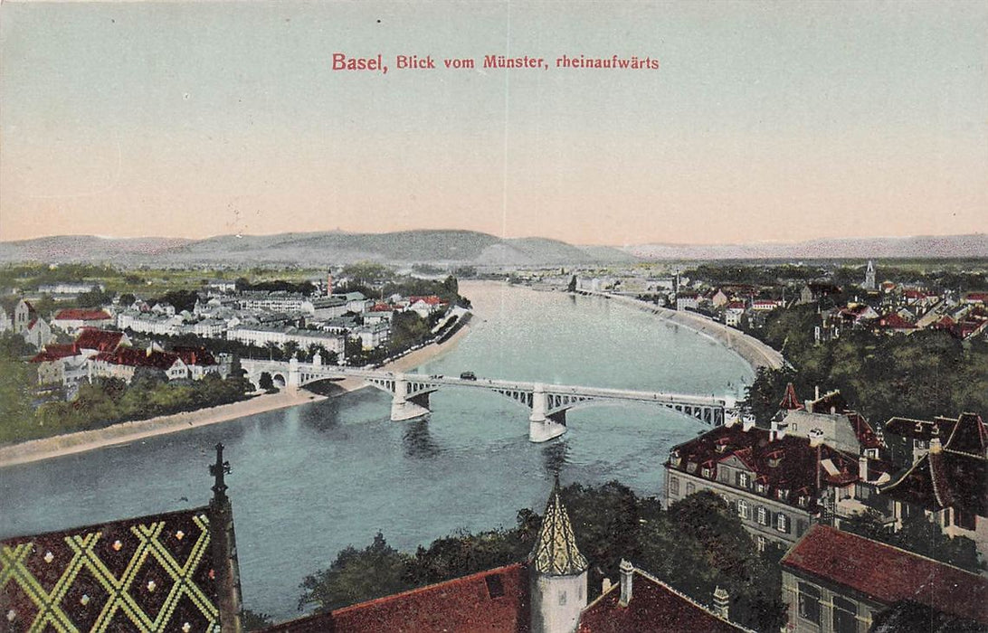 Basel Blick Vom Munster Rheinaufwarts