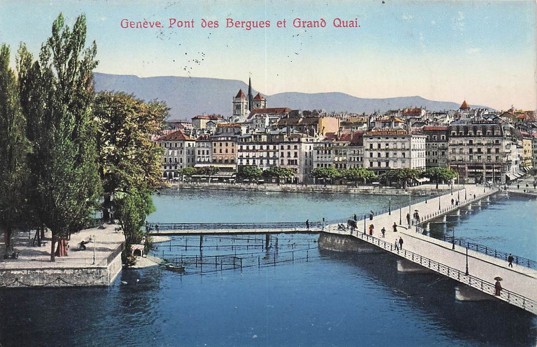 Geneve Pont Des Bergues Et Grand Quai