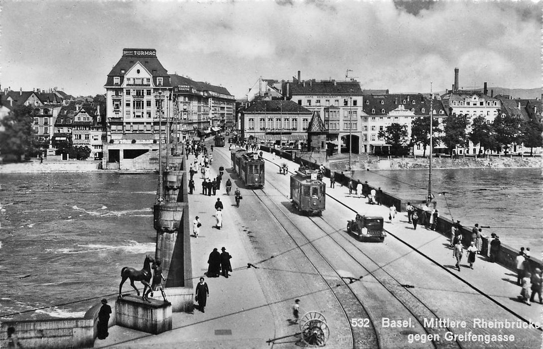 Basel Mittlere Rheinbrucke Gegen Greifengasse