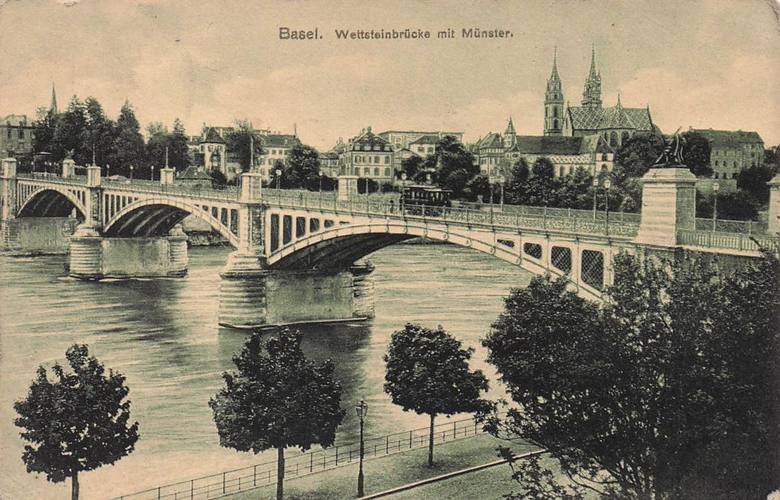 Basel Wettsteinbrucke Mit Munster