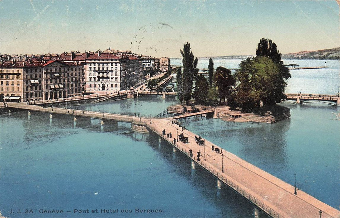 Geneve Pont Et Hotel Des Bergues