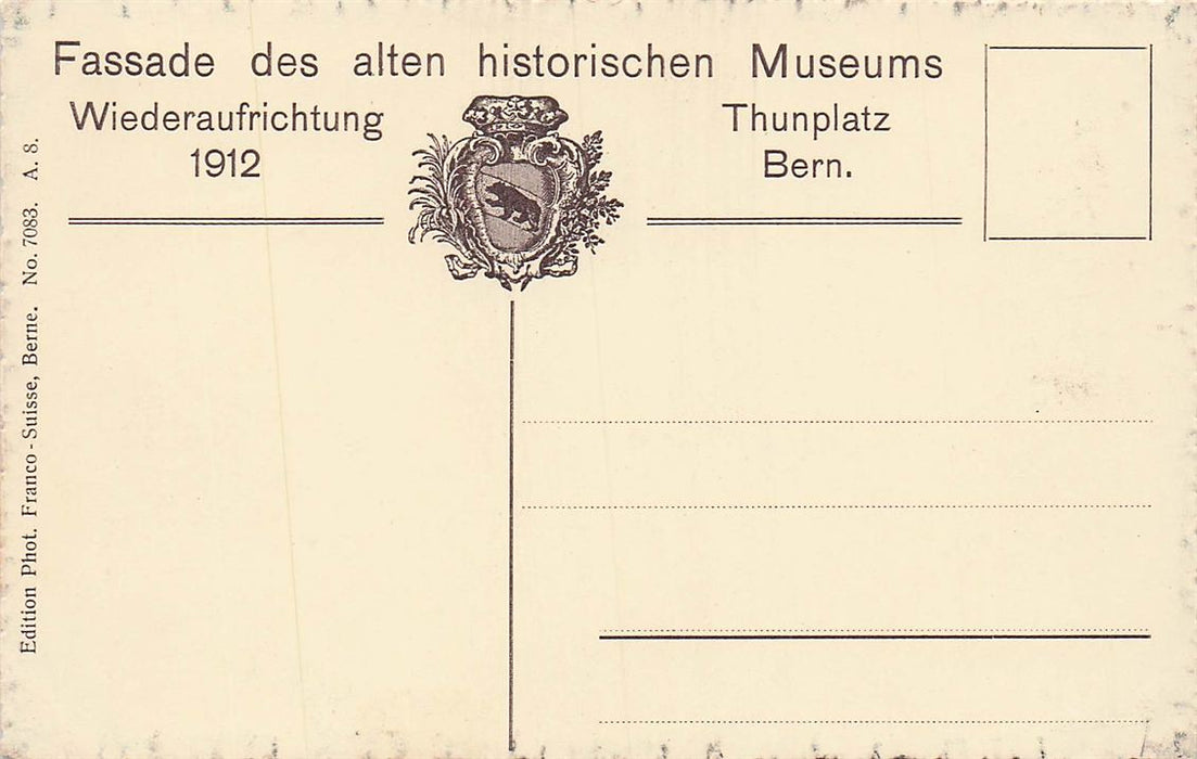 Fassade Des Alten Historischen Museums Wiederaufrichtung 1912 Thunplatz Bern.