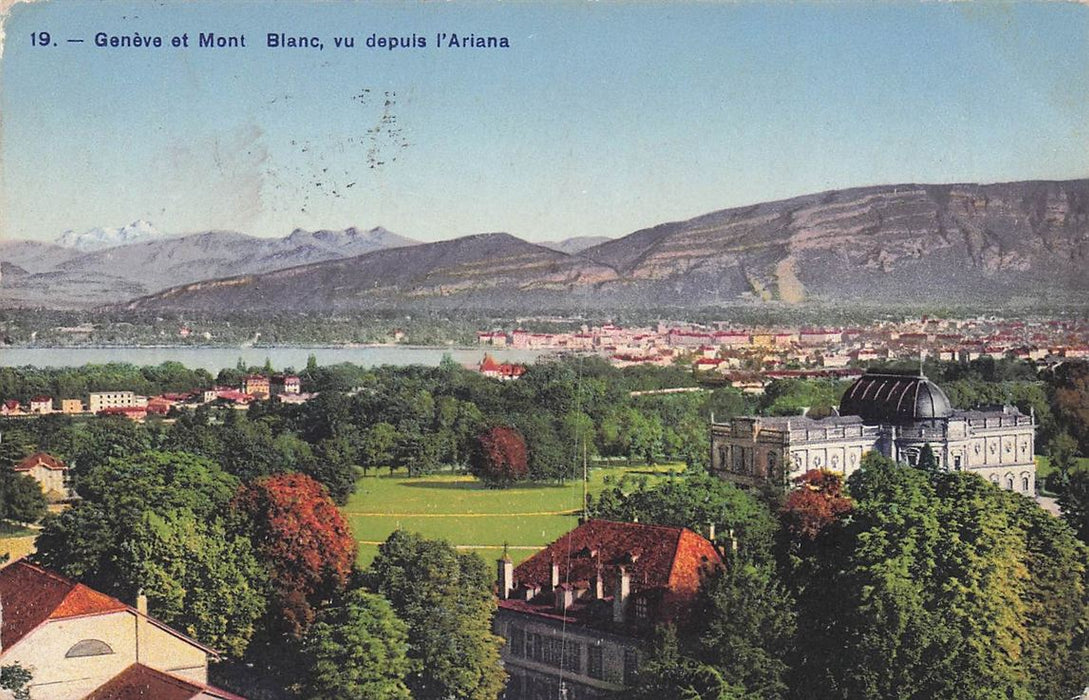 Geneve Et Mont Blanc Vu Depuis L'Ariana