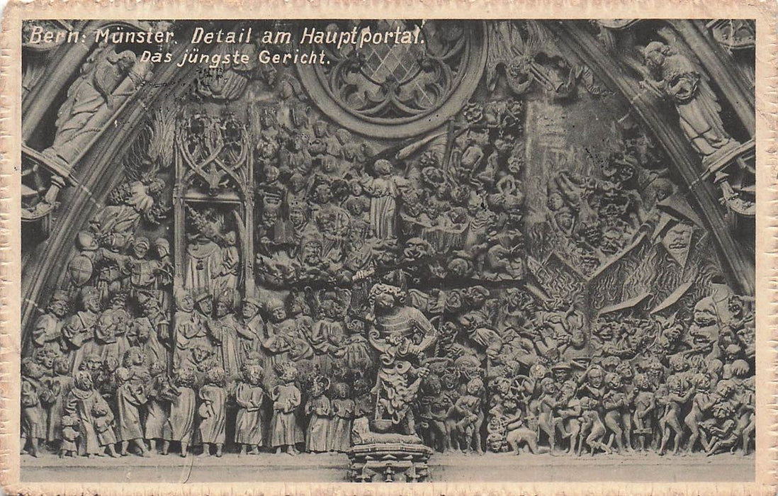 Bern: Munster Detail Am Hauptportal Das Jungste Gericht