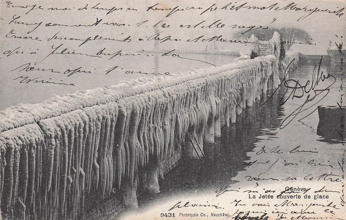 Geneve De La Jetee Couverte De Glace