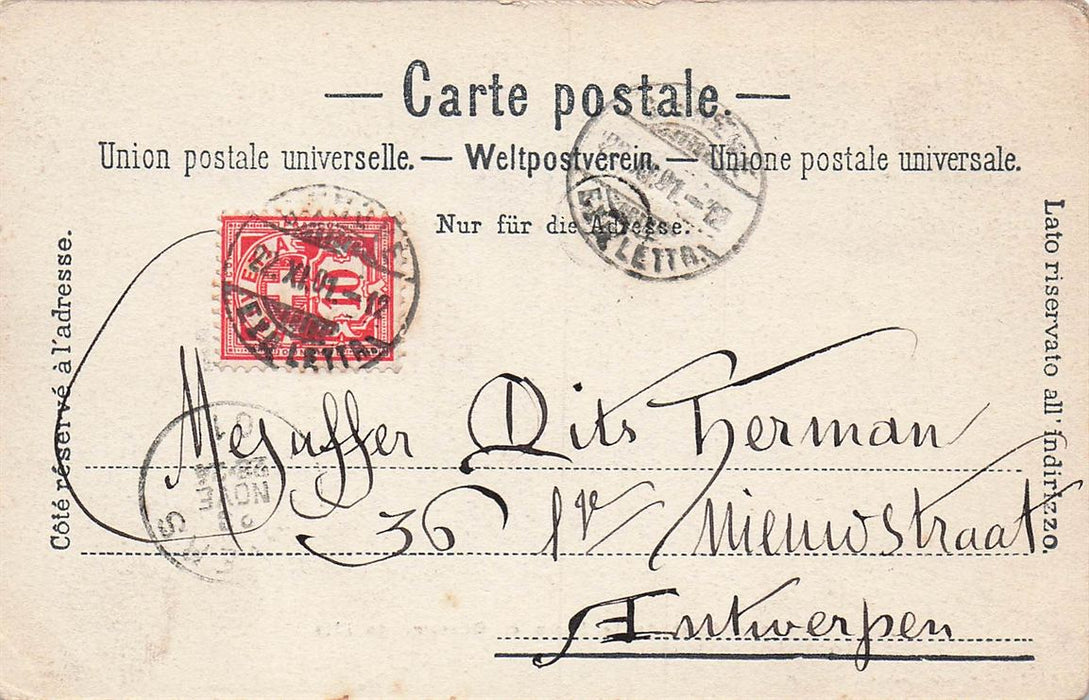 Geneve Quai De La Poste Et Quartier De L'Ile