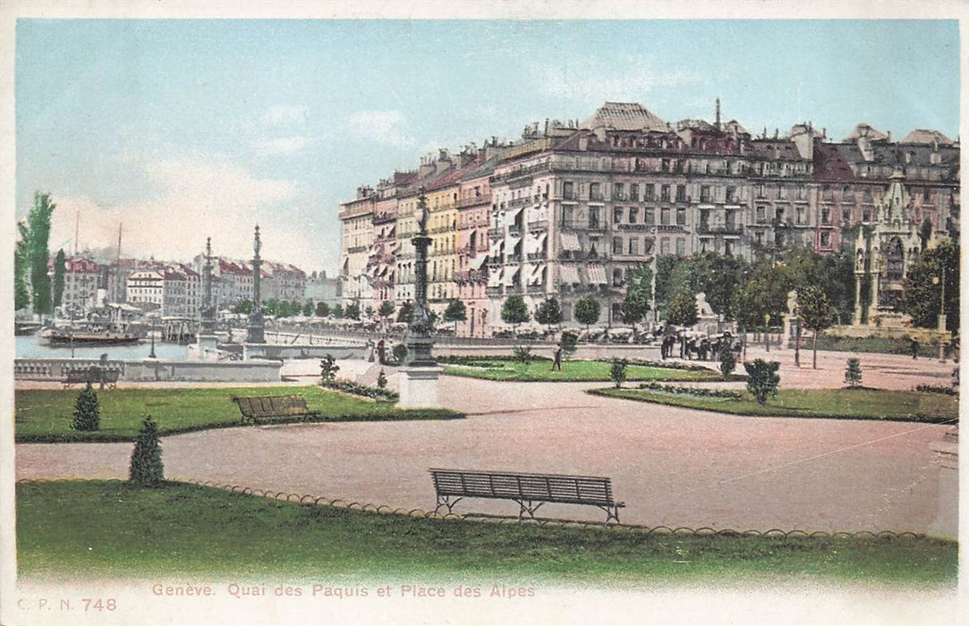 Geneve Quai Des Paquis Et Place Des Alpes