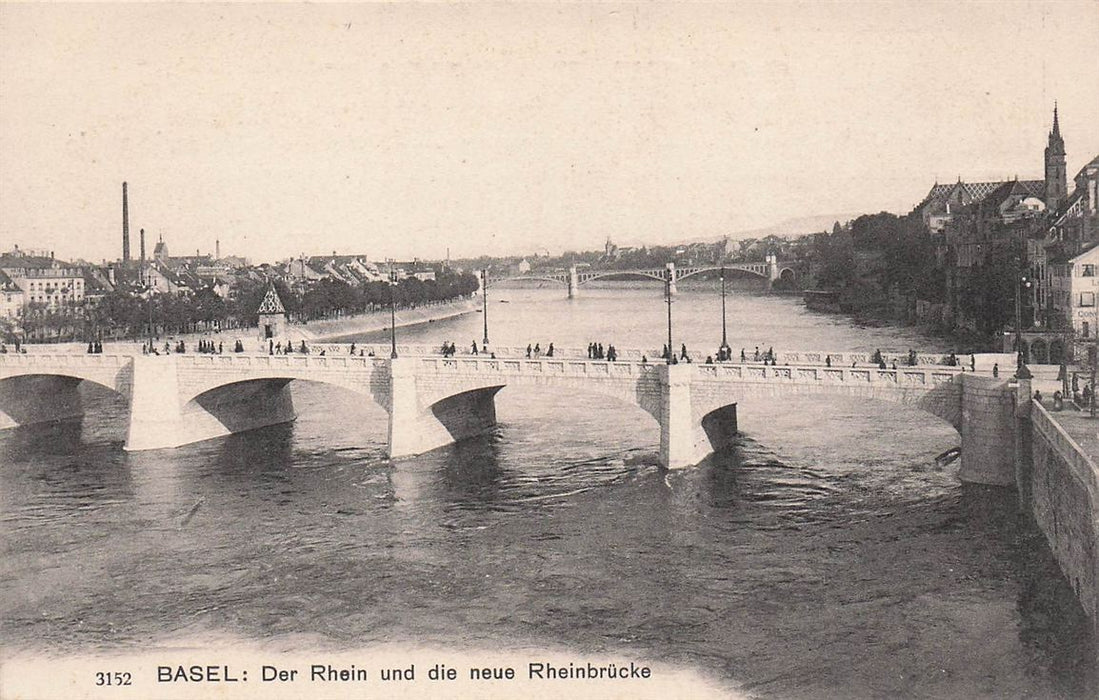 Basel Der Rhein Und Die Neue Rheinbrucke