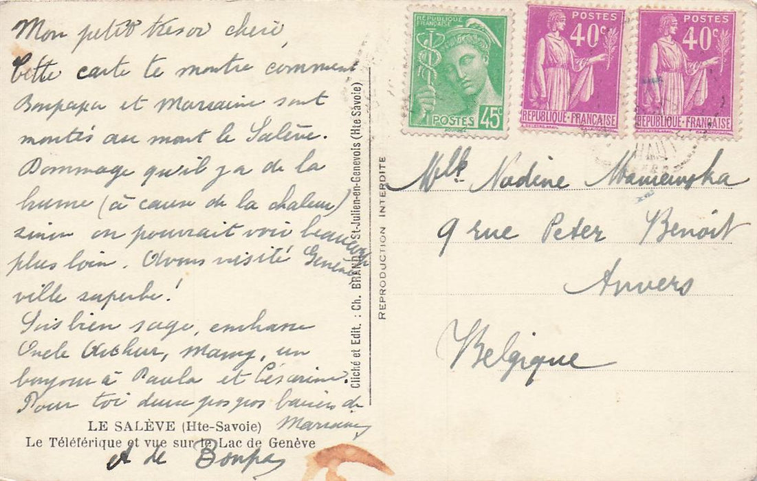 Le Saleve (Hte-Savoie) Le Teleferique Et Vue Sur Te Lac De Geneve