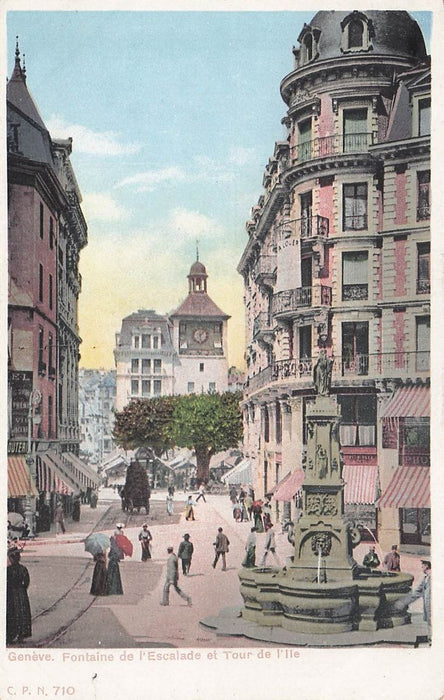 Geneve Fontaine De L'Escalade Et Tour De L'Ile