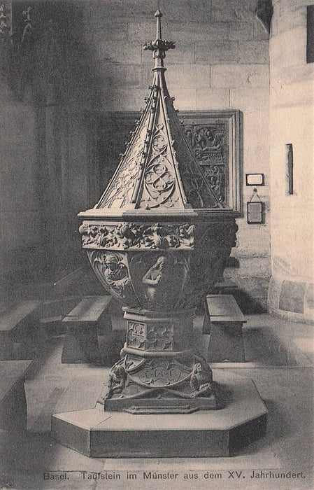 Basel Taufstein Im Münster Aus Dem Xv Jahrhundert