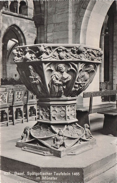 Basel Spätgotischer Taufstein Im Münster